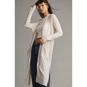 Anthropologie Pilcro Long Cardigan‎ XS Rib Duster Open Front Sweater WOOL Blend